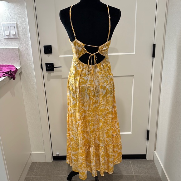 Yellow Maxi Sundress with Ruching and Spaghetti Straps for Wedding Guest - Picture 2 of 6